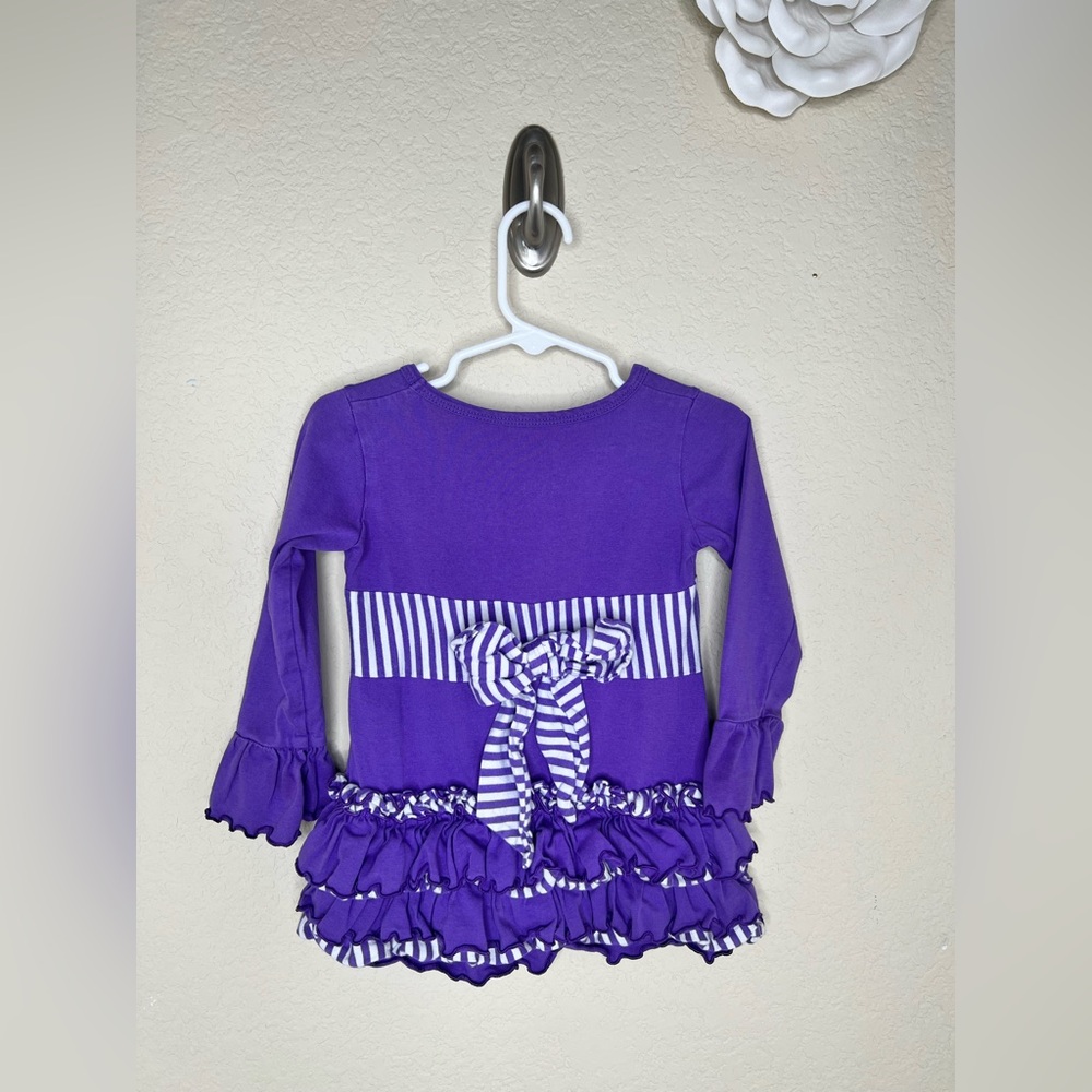 NTM RuffleButts Purple Ruffle Outfit Set 3T Striped Ruffle Pant Boutique Toddler - Picture 13 of 15